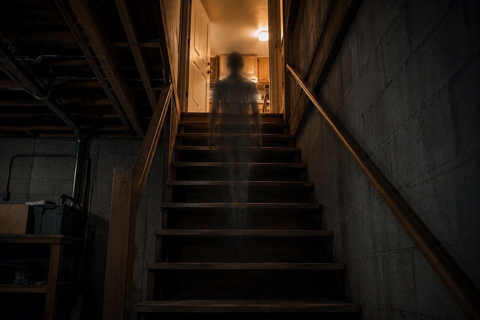 Editorial recreation of the Why Do People Feel Watched From Basement Stairs? story, image 2.