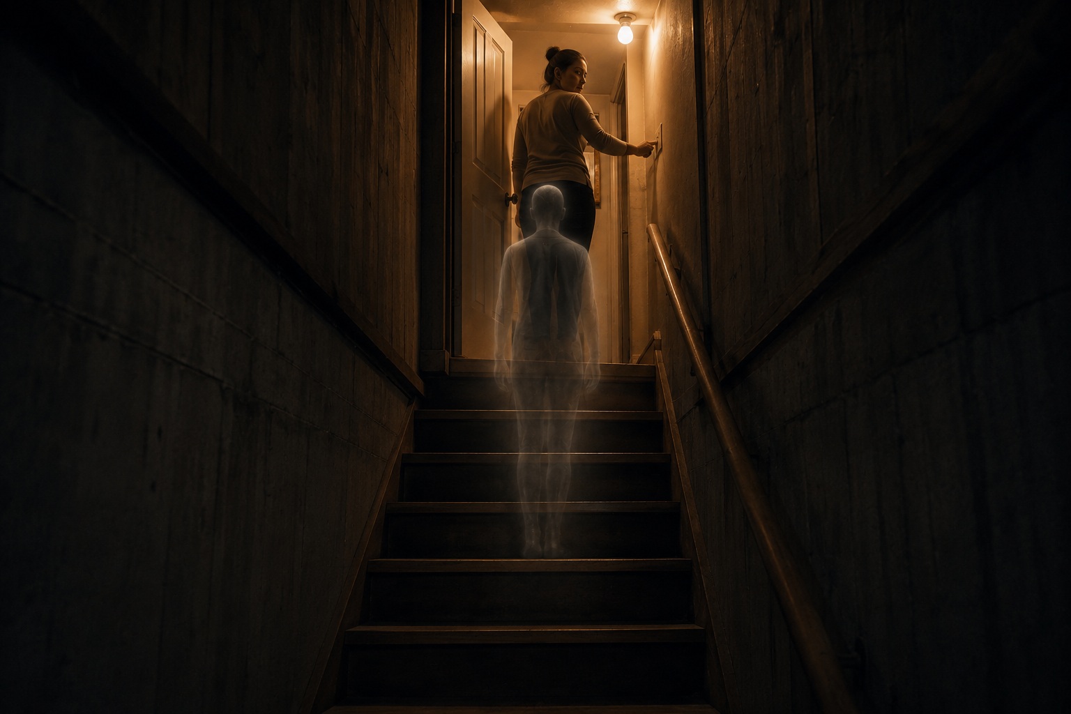 Editorial recreation of the Why Do People Feel Watched From Basement Stairs? story, image 4.