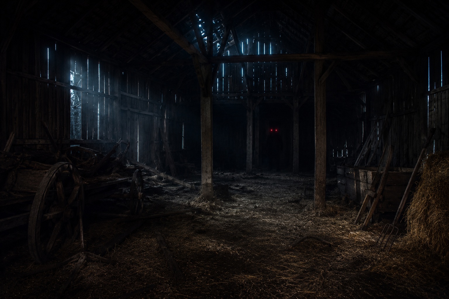 Editorial recreation of the Why Do People Report Red Eyes Near Abandoned Barns? story, image 2.