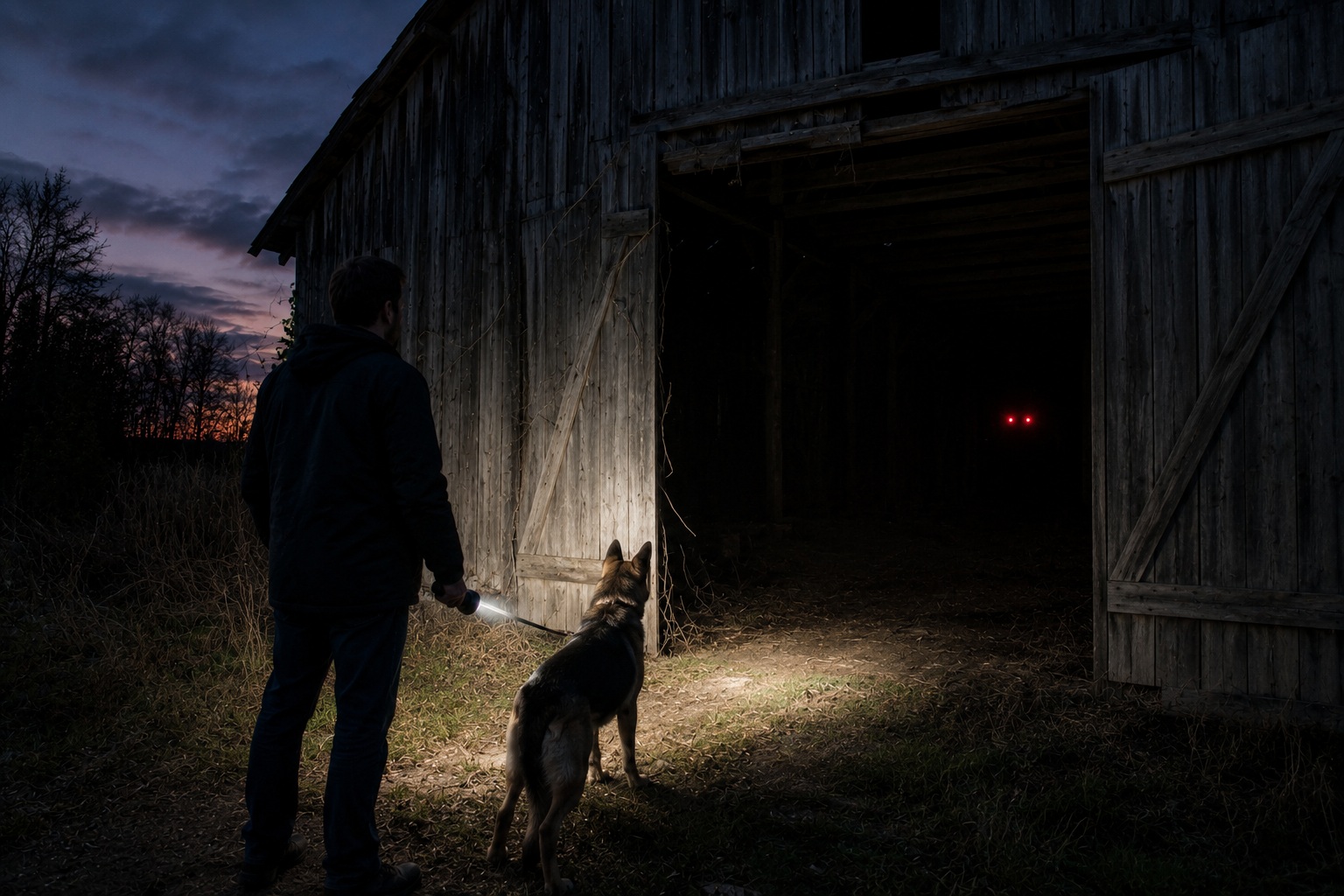 Editorial recreation of the Why Do People Report Red Eyes Near Abandoned Barns? story, image 4.