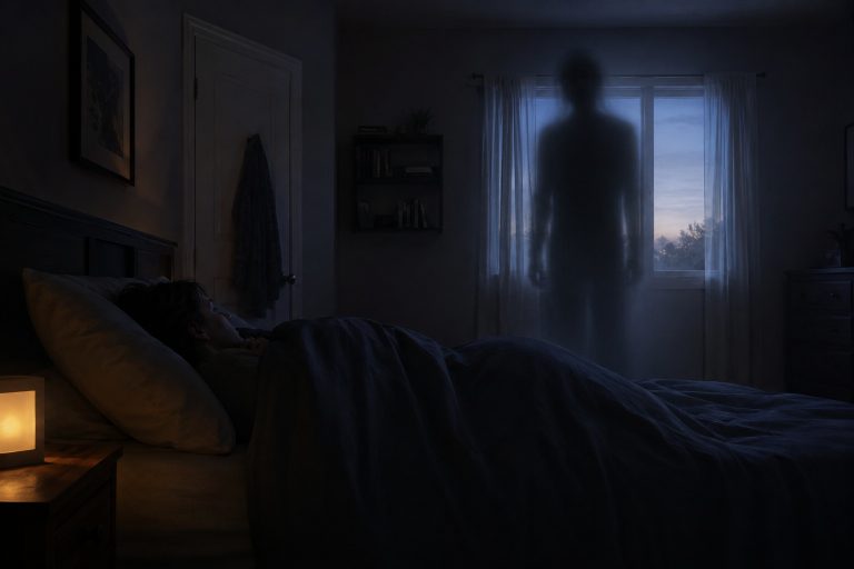 Editorial recreation of the Why Do People See Figures At Foot Of The Bed? story, image 1.