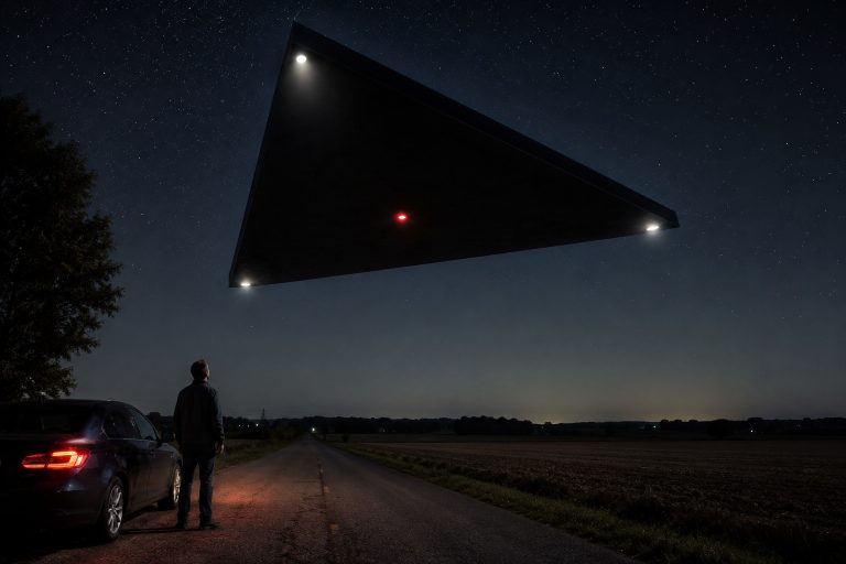Editorial recreation of the Why Do UFO Witnesses Describe Silent Triangles? story, image 1.