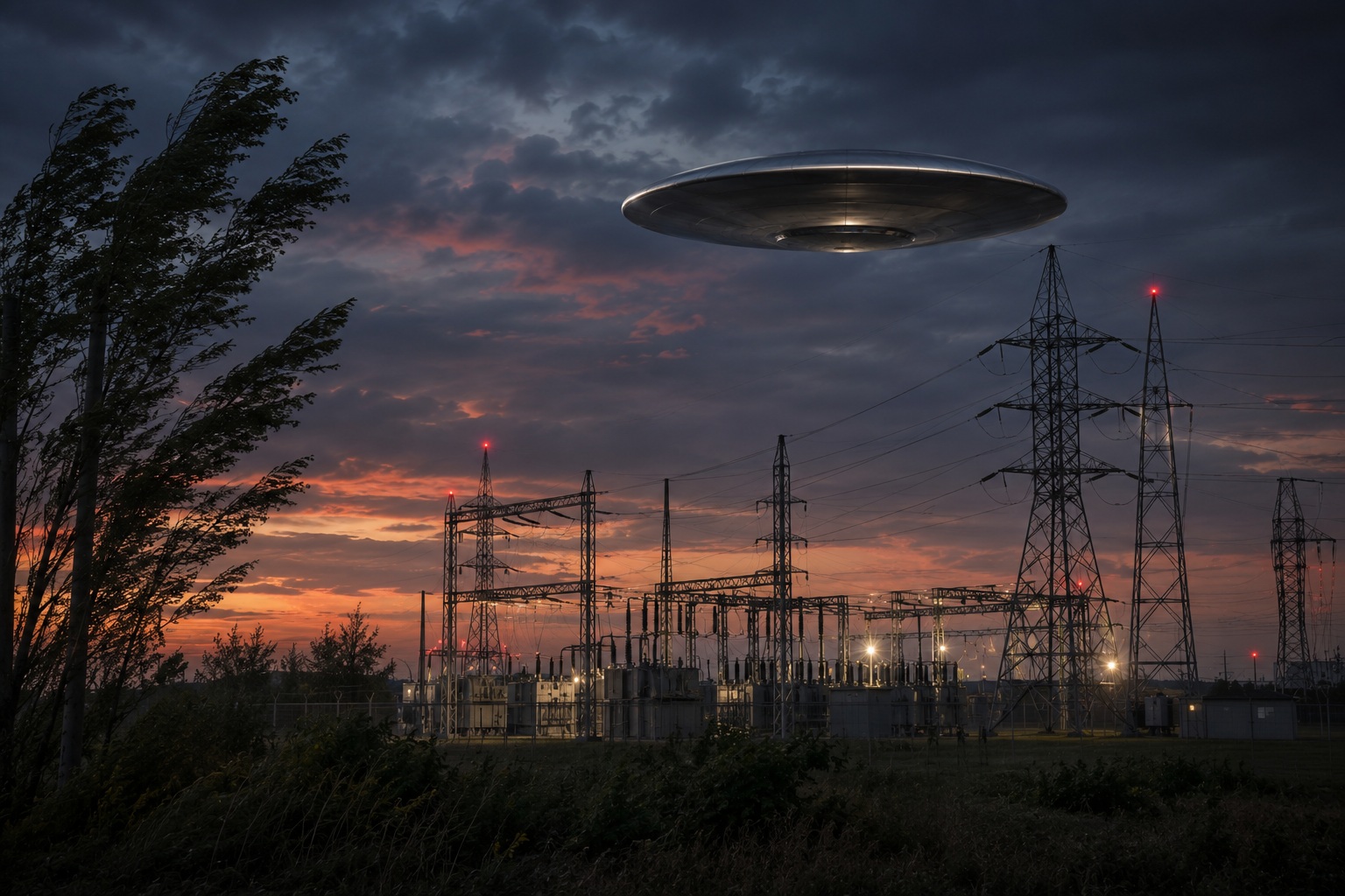 Editorial recreation of the Why Do UFO Witnesses See Discs Above Power Substations? story, image 2.