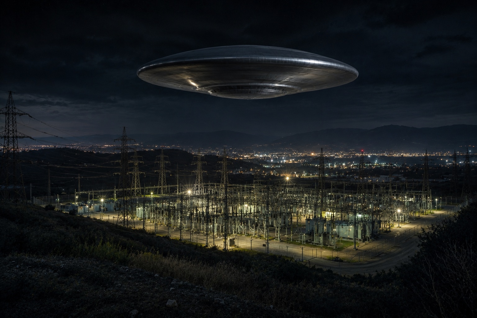 Editorial recreation of the Why Do UFO Witnesses See Discs Above Power Substations? story, image 4.