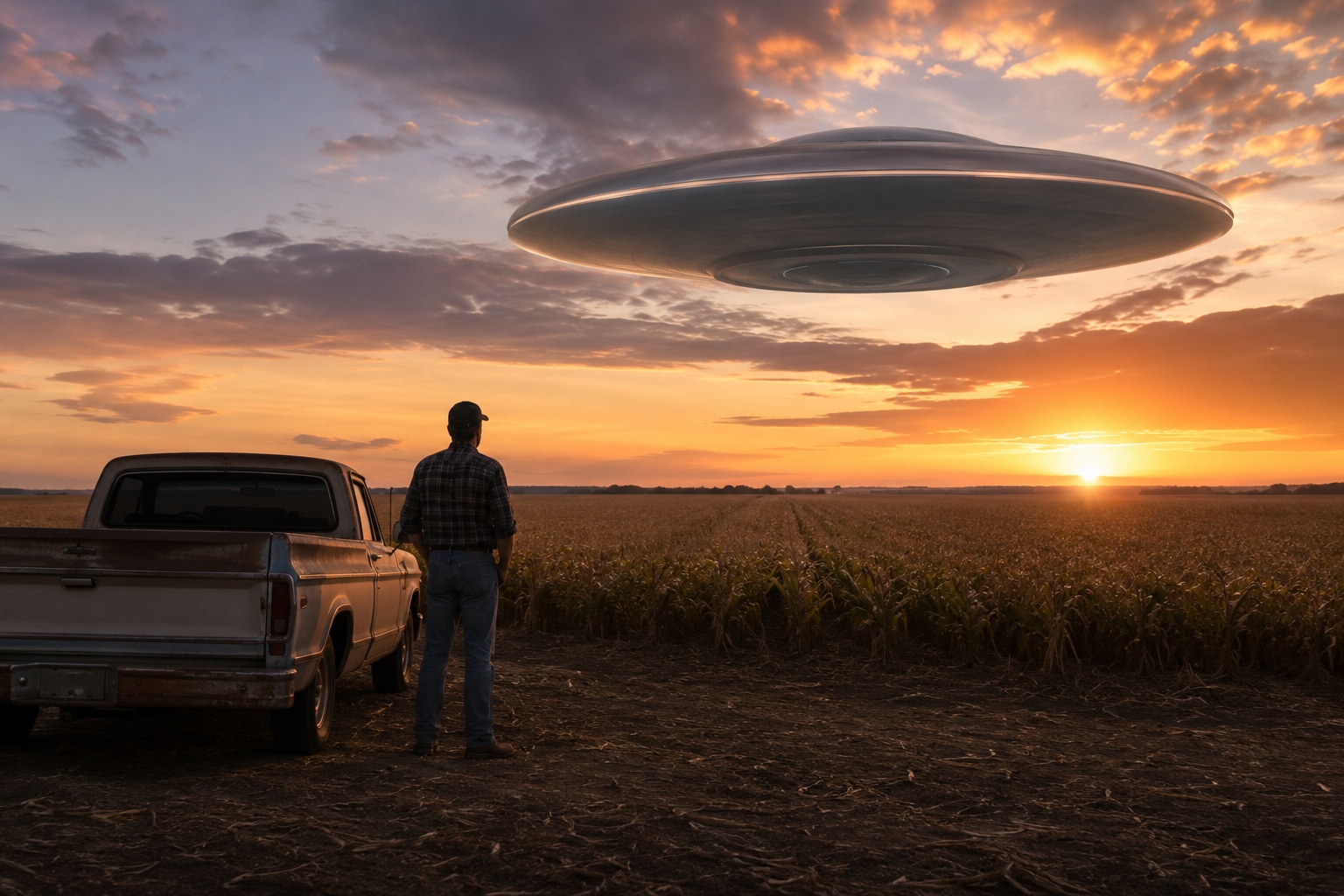 Editorial recreation of the Why Do UFO Witnesses See Saucers Above Cornfields? story, image 1.