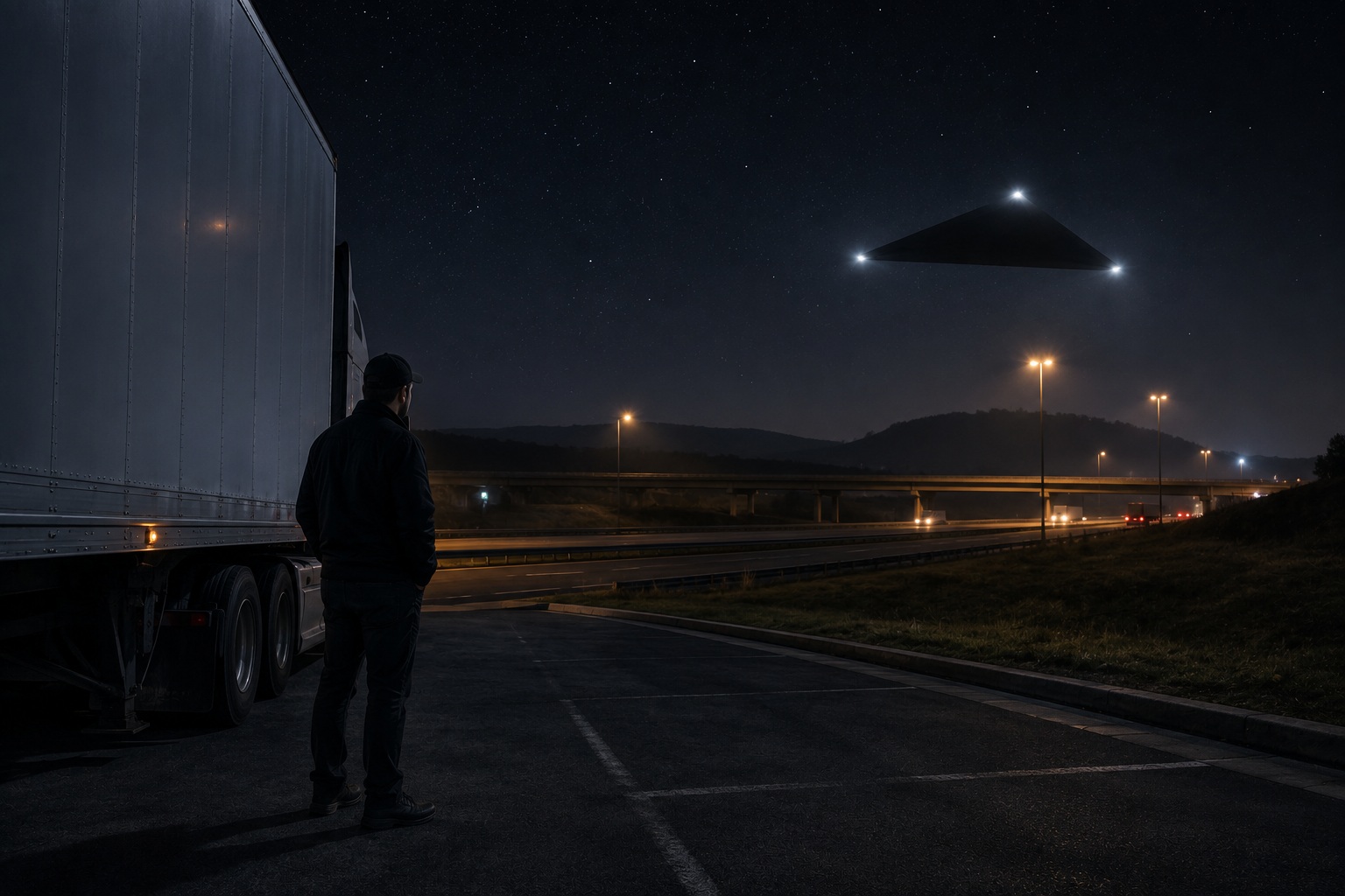 Editorial recreation of the Why Do UFO Witnesses See Triangles Above Highway Overpasses? story, image 2.