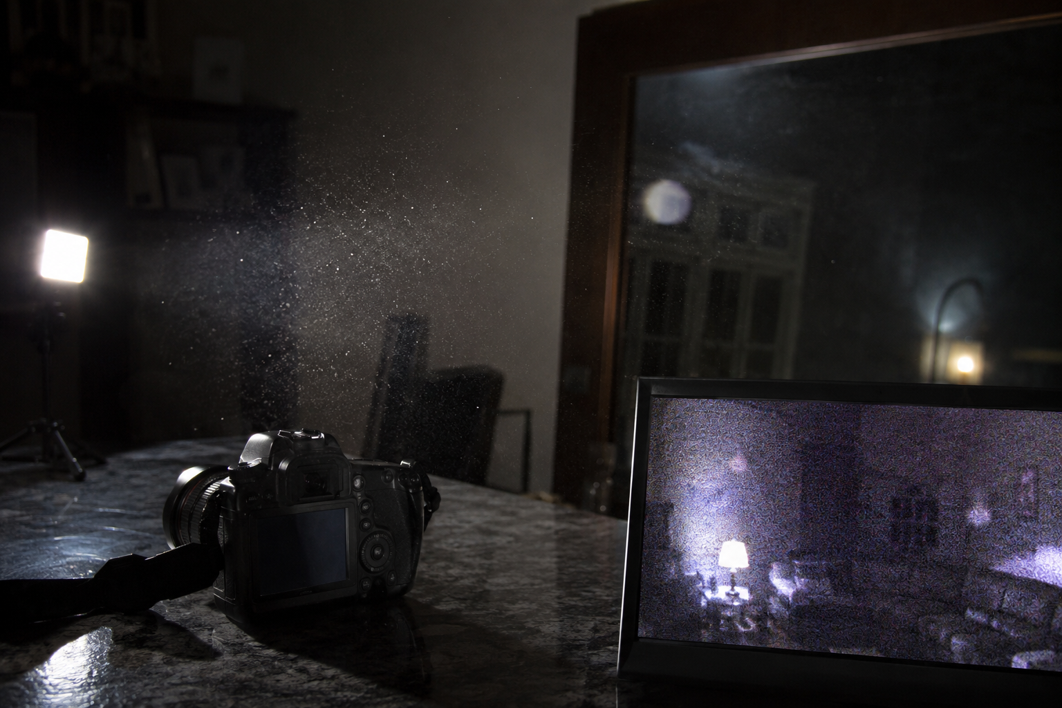 Premium supporting visual showing camera artifact conditions without fake evidence framing