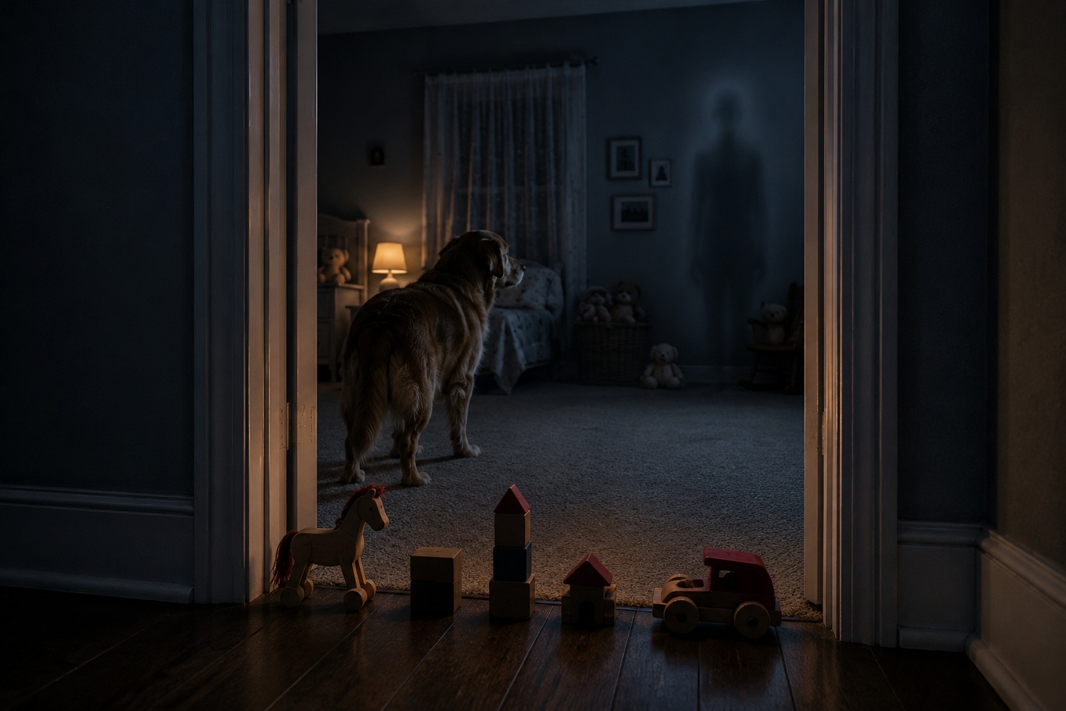 Editorial recreation of the How Can A Ghost Story Begin With Toys In Doorways? story, image 2.