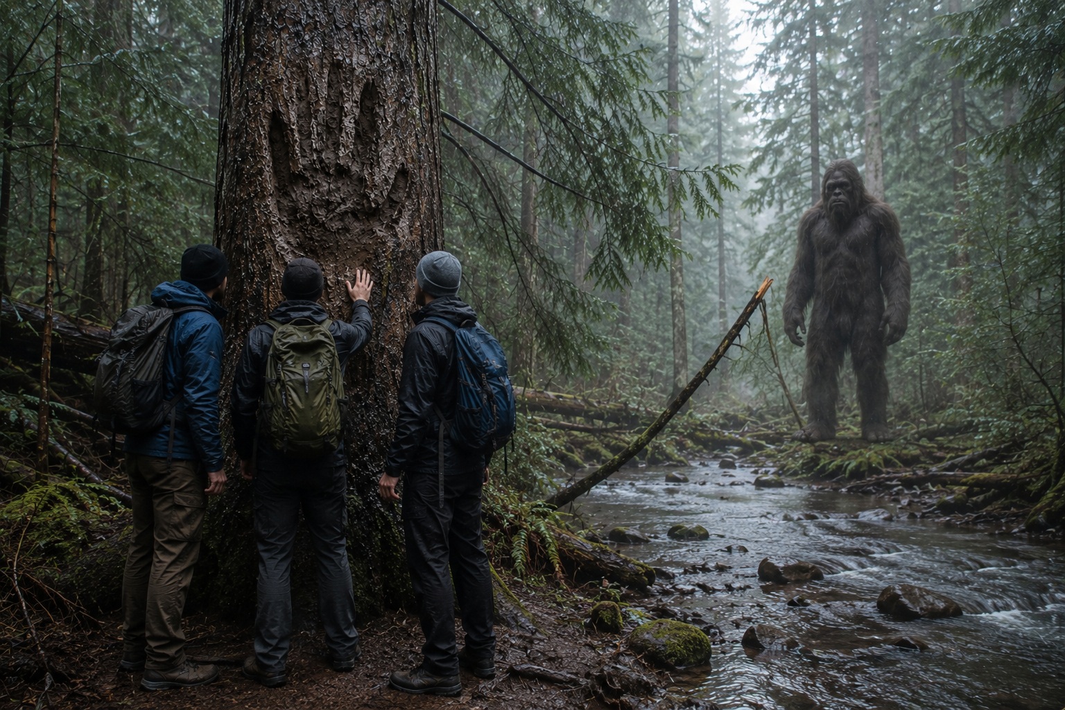 Editorial recreation of the What Do Muddy Handprints High On Tree Bark Mean Near A Bigfoot Sighting? story, image 3.