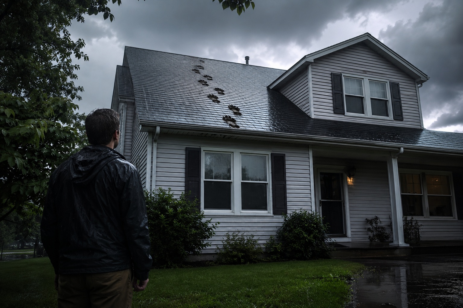 Editorial recreation for What Leaves Muddy Prints On A Roof After Rain?, image 1.