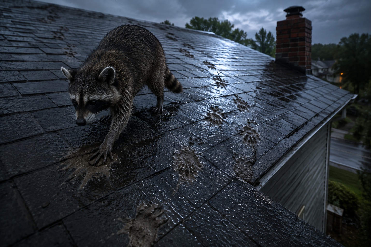 Editorial recreation for What Leaves Muddy Prints On A Roof After Rain?, image 2.