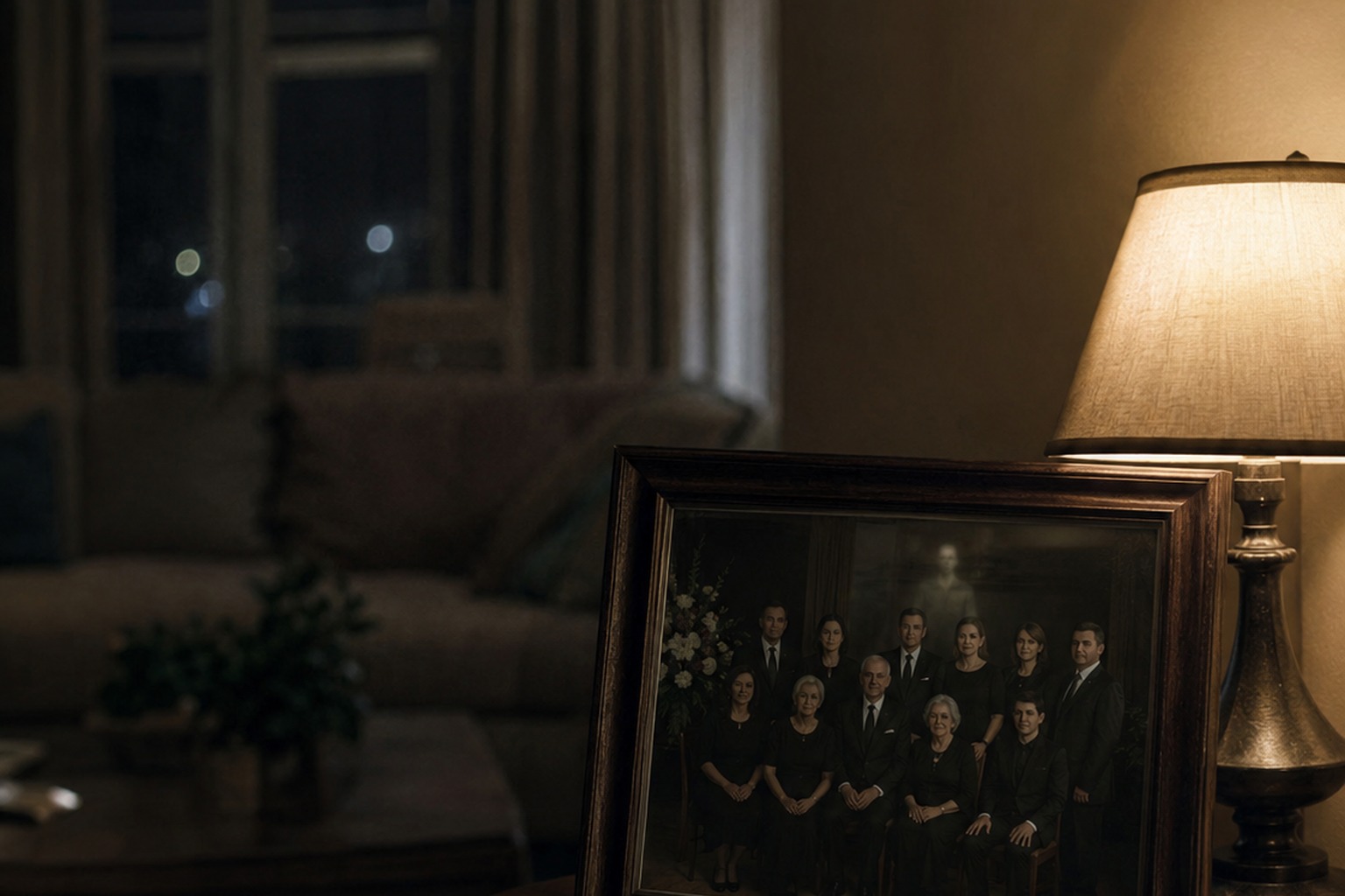 Editorial recreation for What Shows Up In A Funeral Photo After Midnight?, image 1.