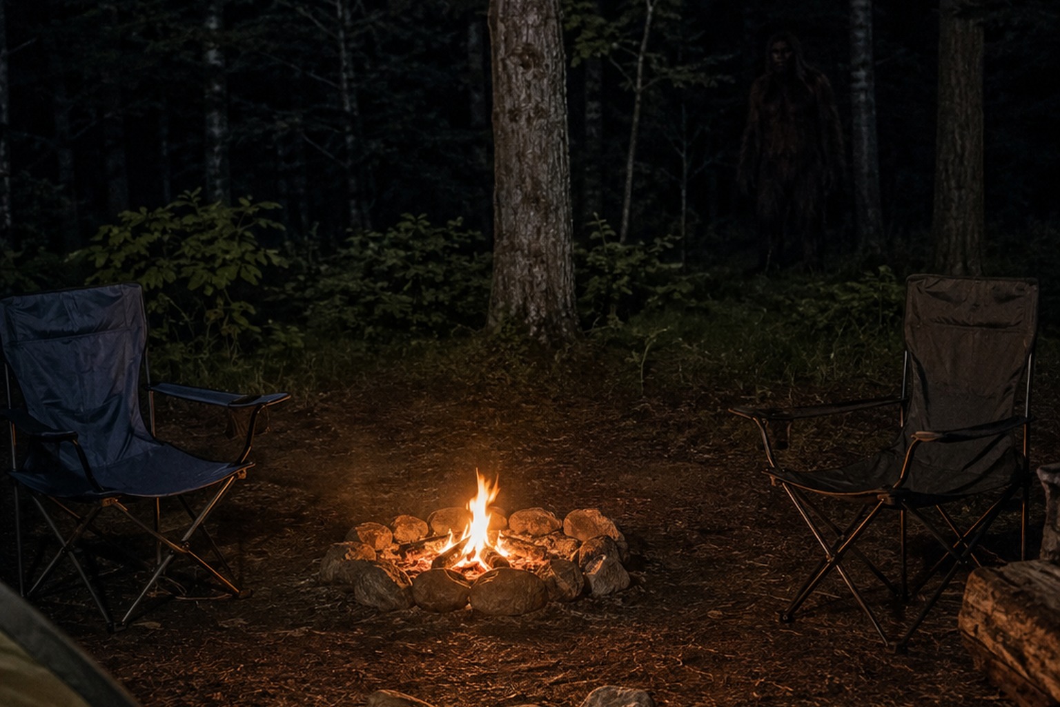 Editorial recreation for What Throws Stones From The Woods Near Campfires?.