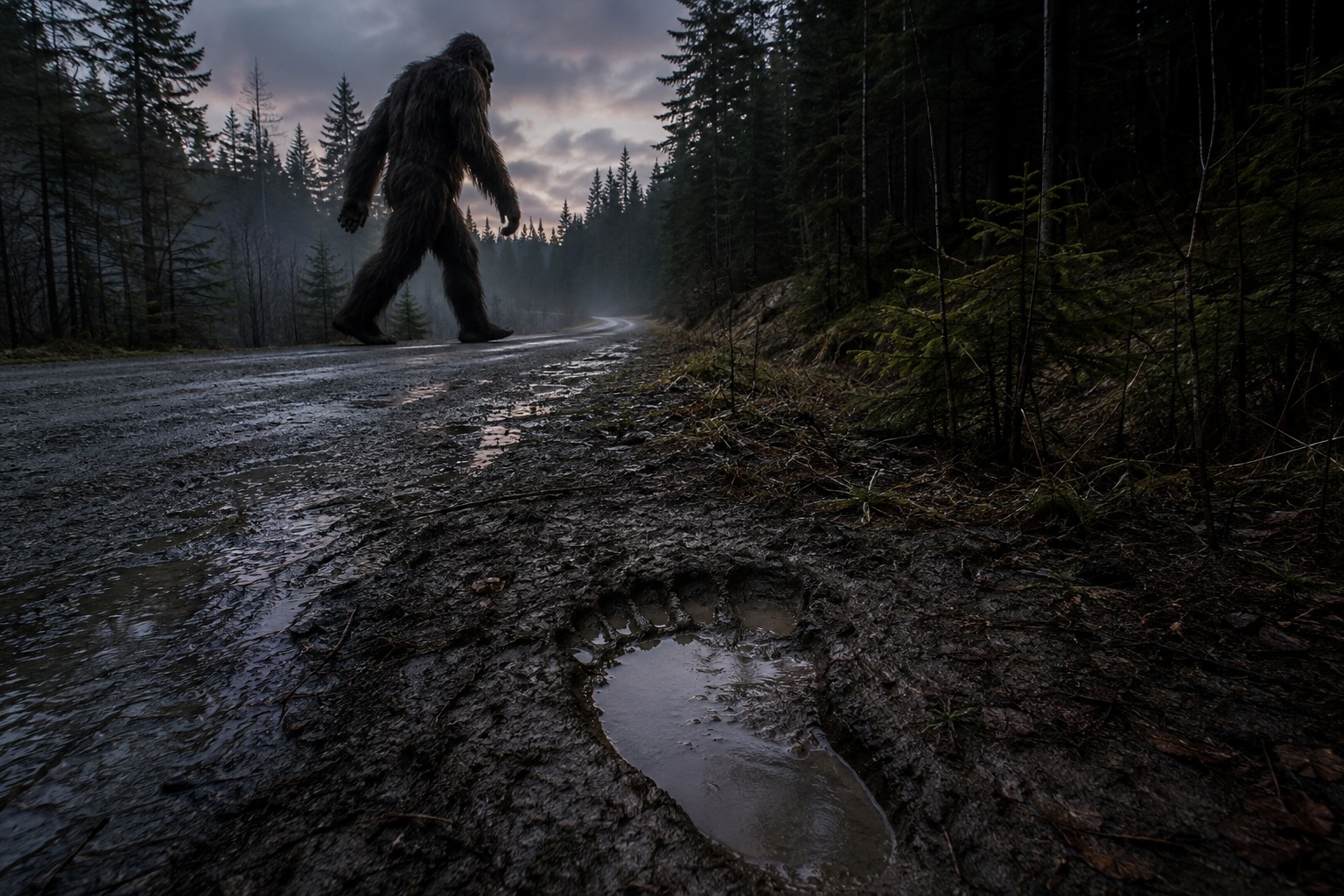 Editorial recreation for Why Are Bigfoot Footprints So Hard To Find After A Sighting?, image 1.