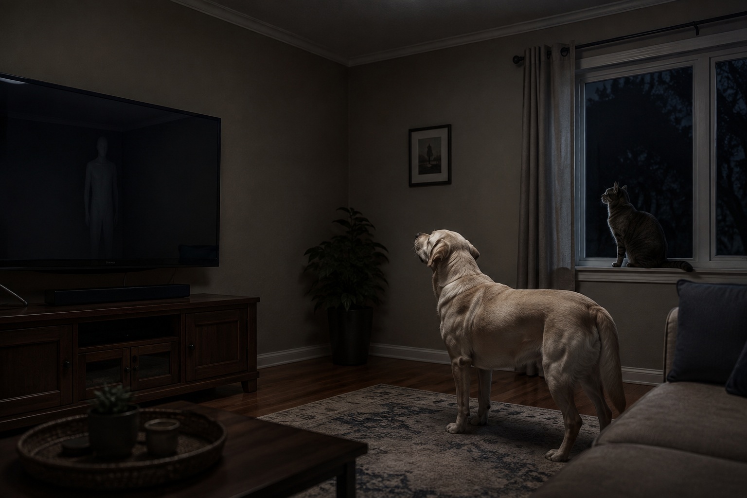 Editorial recreation of the Why Do Apparition Reports Start With Pets Staring At Corners? story, image 1.