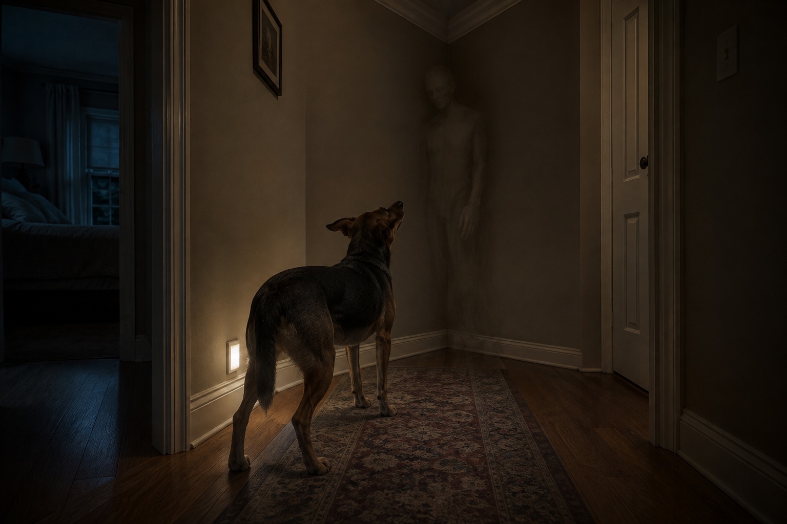 Editorial recreation of the Why Do Apparition Reports Start With Pets Staring At Corners? story, image 2.