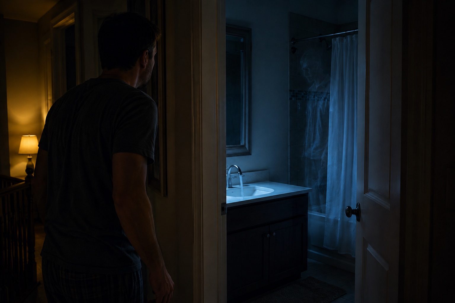 Editorial recreation of the Why Do Apparition Sightings Leave Bathroom Faucets Running? story, image 2.