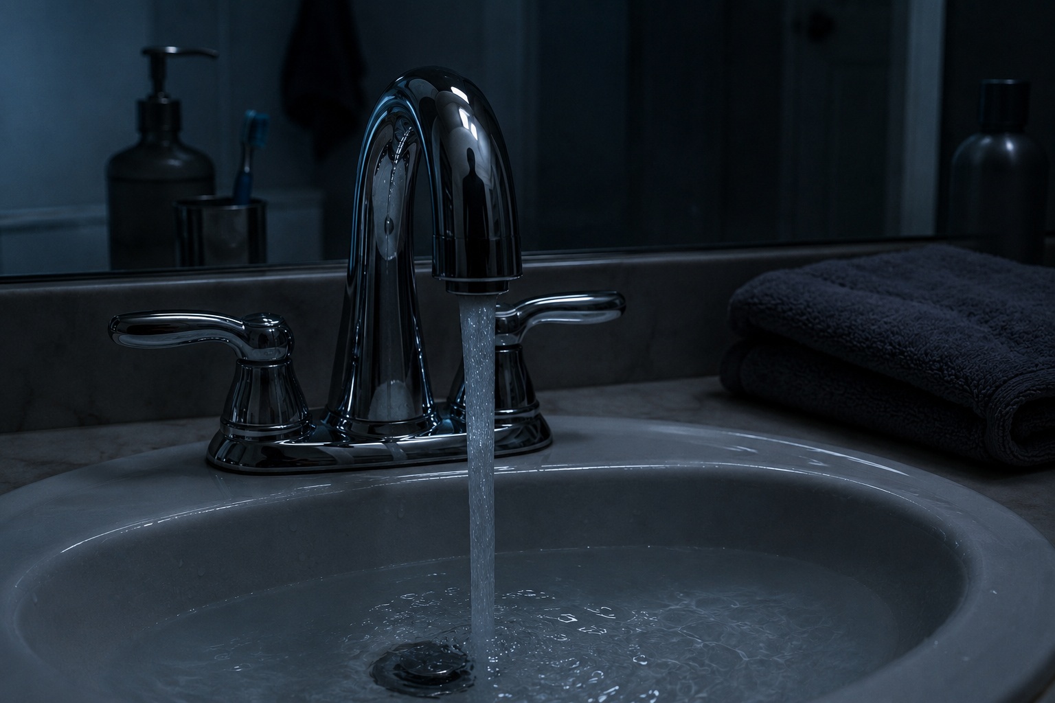 Editorial recreation of the Why Do Apparition Sightings Leave Bathroom Faucets Running? story, image 3.