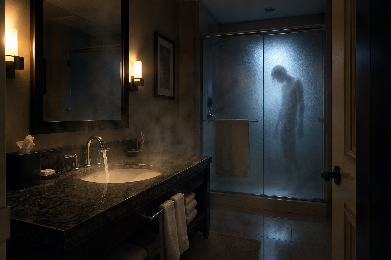 Editorial recreation of the Why Do Apparition Sightings Leave Bathroom Faucets Running? story, image 4.