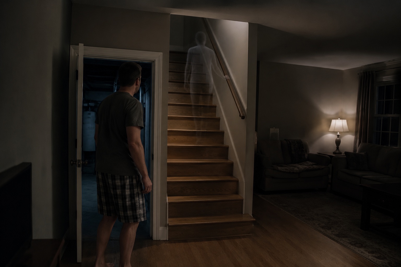 Editorial recreation of the Why Do Basement Stairs Sound Like Someone Is Climbing Them? story, image 1.