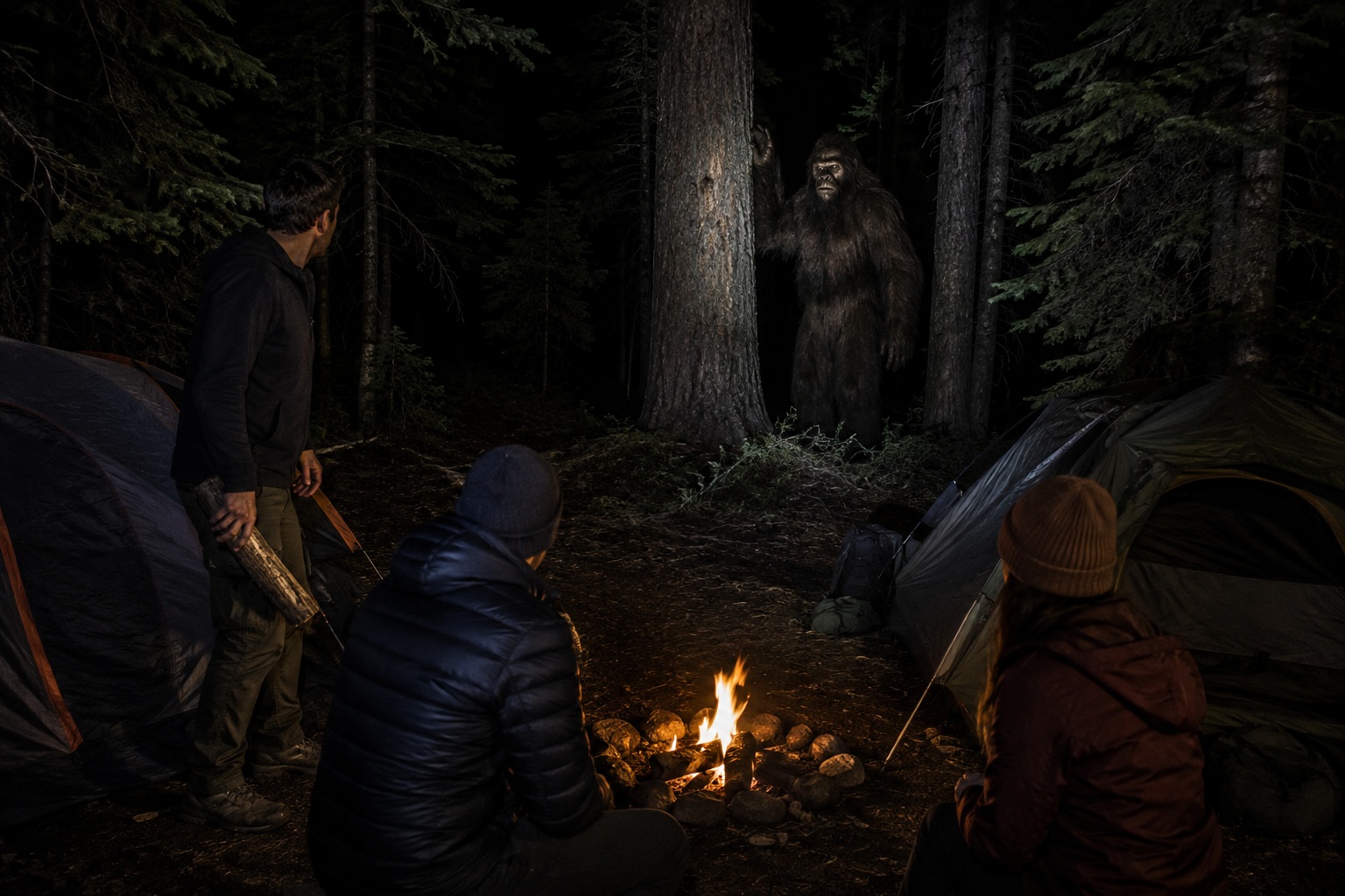 Editorial recreation for Why Do Campers Hear Wood Knocks In The Dark?, image 1.