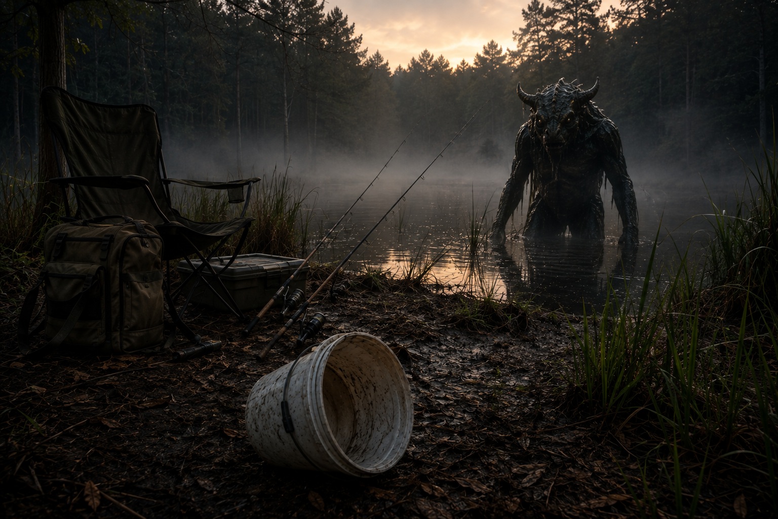 Editorial recreation of the Why Do Creature Reports Mention Empty Bait Buckets At Sunrise? story, image 4.