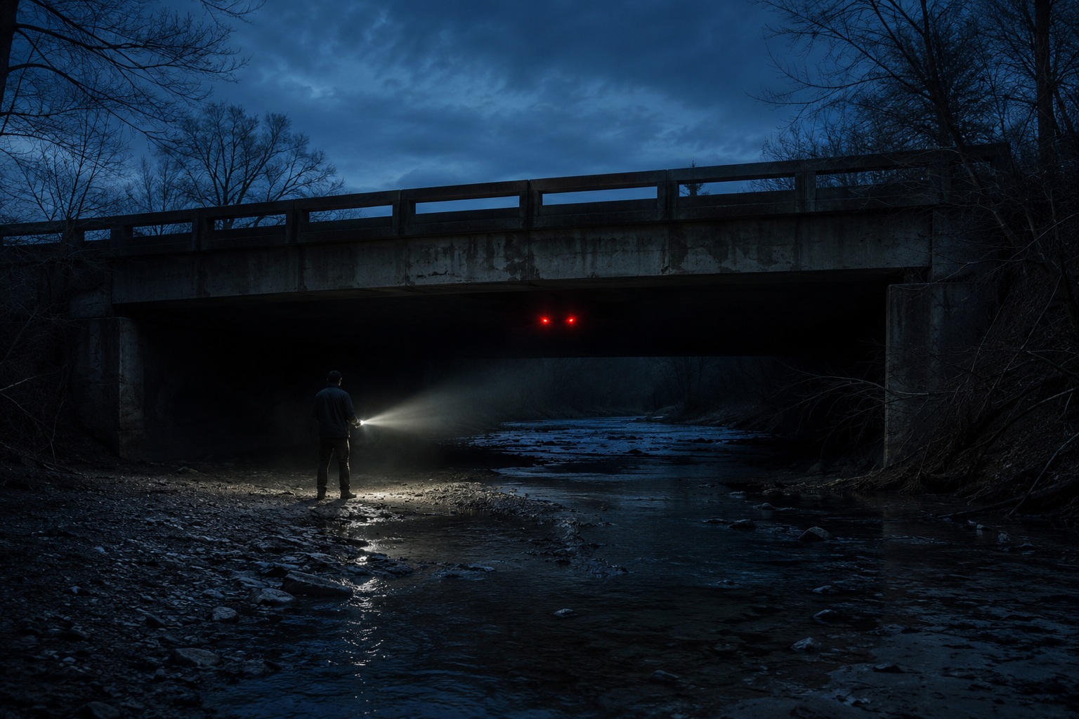 Editorial recreation of the Why Do Creature Stories Mention Red Eyes Under Bridges? story, image 1.