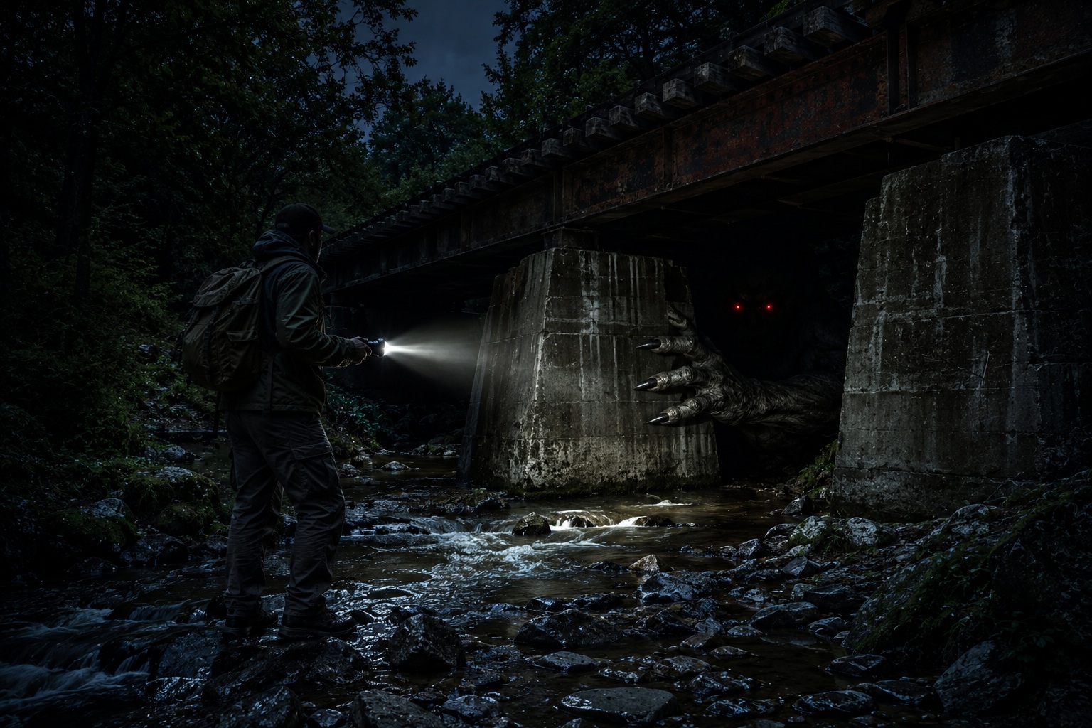 Editorial recreation of the Why Do Creature Stories Mention Red Eyes Under Bridges? story, image 3.
