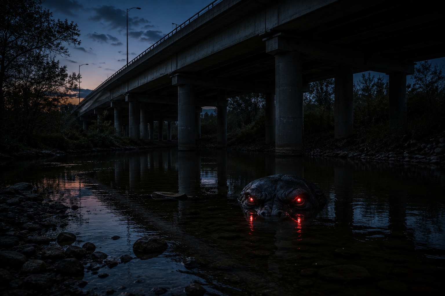 Editorial recreation of the Why Do Creature Stories Mention Red Eyes Under Bridges? story, image 4.