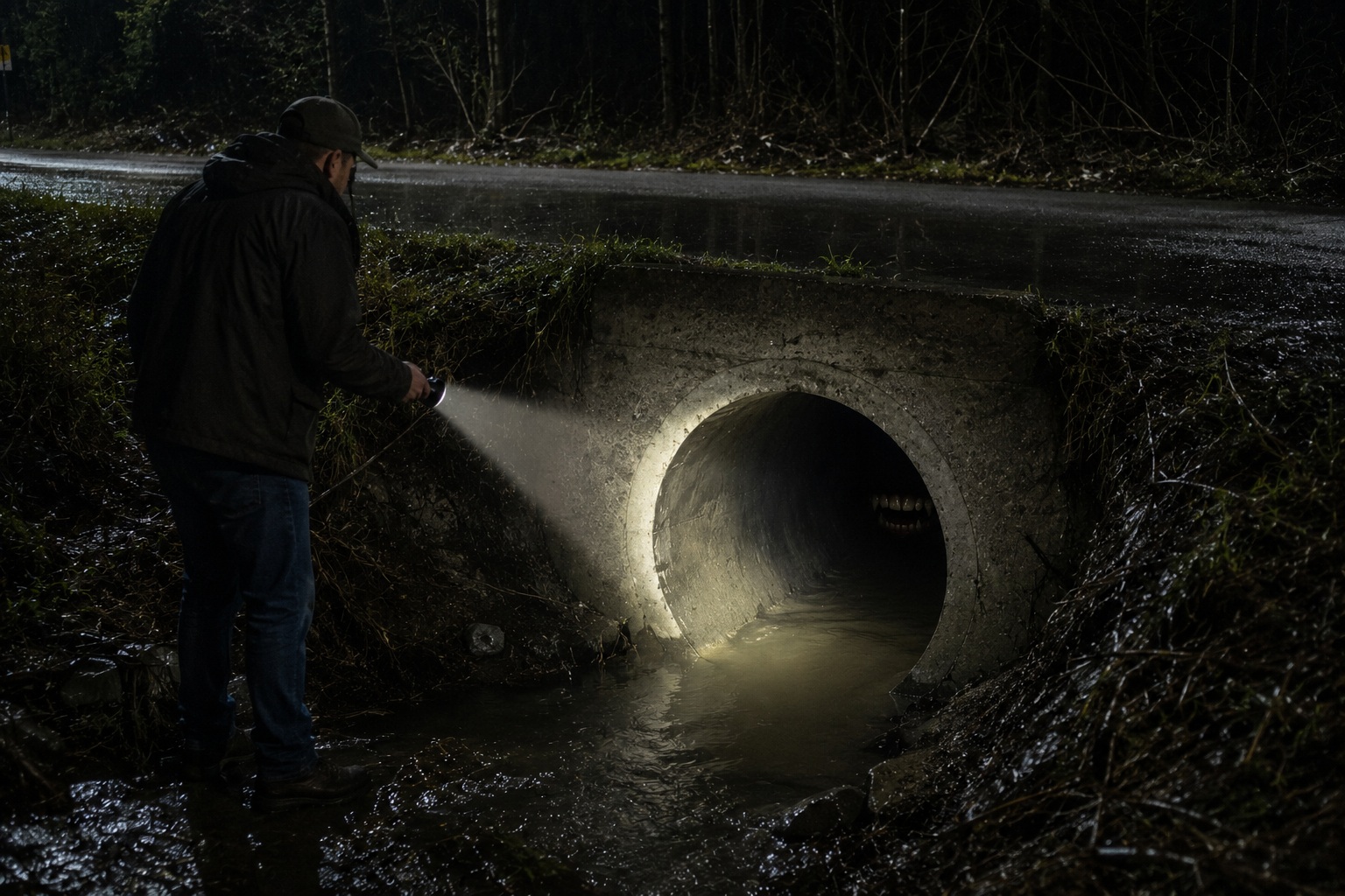 Editorial recreation of the Why Do Creature Stories Mention Teeth Showing In Culverts? story, image 2.