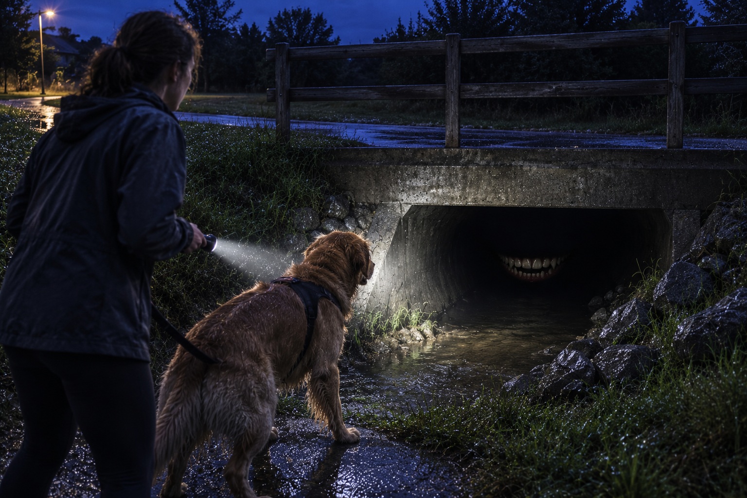Editorial recreation of the Why Do Creature Stories Mention Teeth Showing In Culverts? story, image 3.