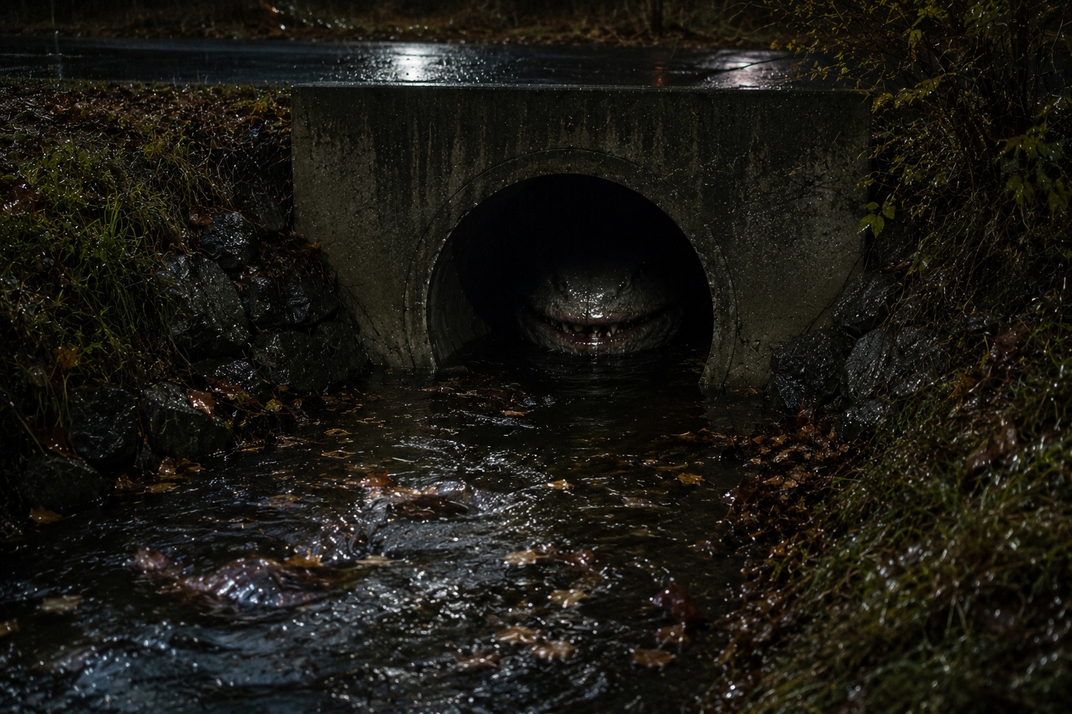 Editorial recreation of the Why Do Creature Stories Mention Teeth Showing In Culverts? story, image 4.