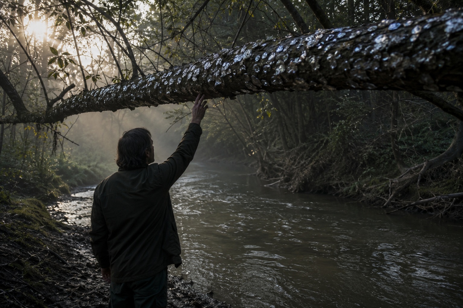 Editorial recreation of the Why Do Creek Creature Stories Leave Fish Scales On Low Branches? story, image 1.
