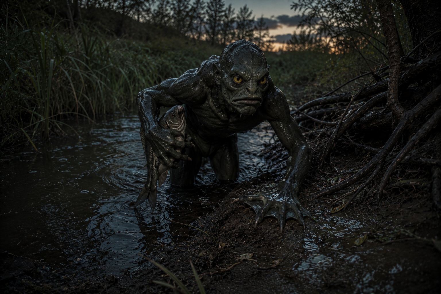Editorial recreation of the Why Do Creek Creature Stories Leave Fish Scales On Low Branches? story, image 2.
