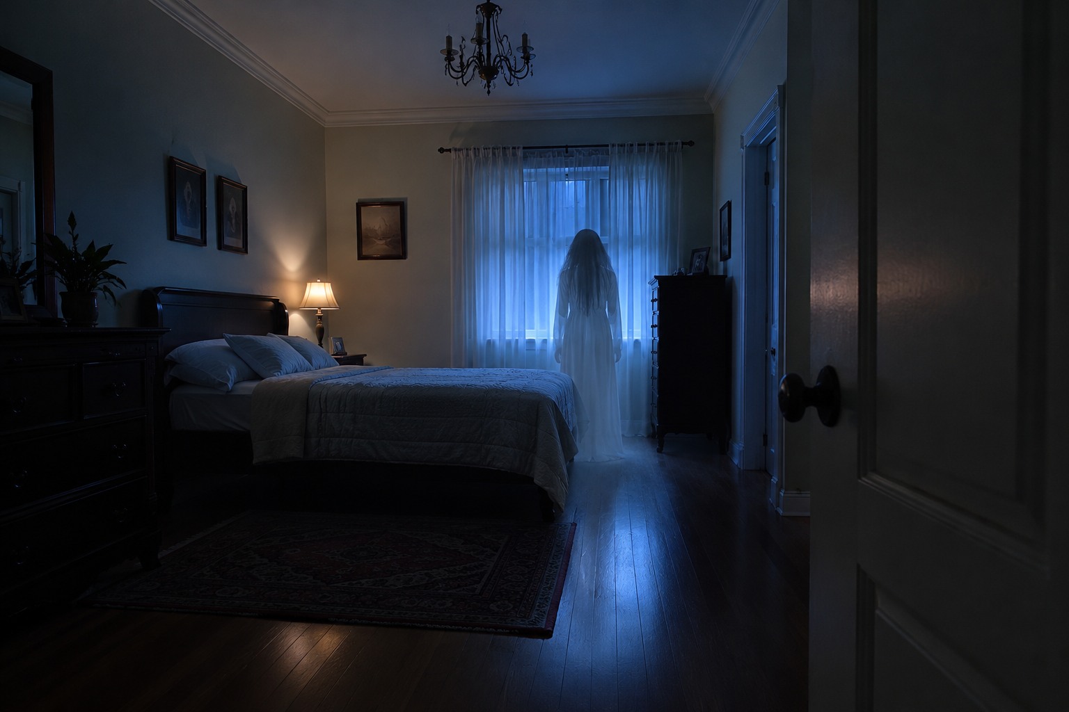 Editorial recreation for Why Do Ghost Stories Mention A Figure At The Foot Of The Bed?, image 1.