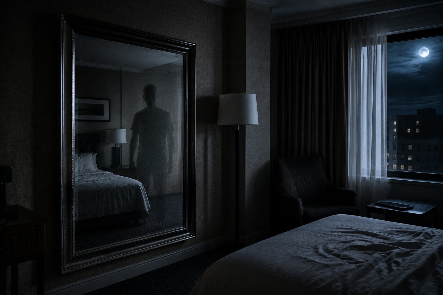 Editorial recreation of the Why Do Hotel Room Mirrors Show Someone Behind You? story, image 4.