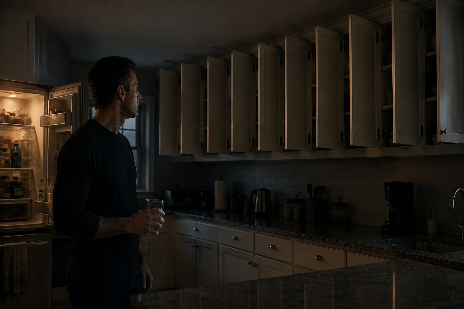 Editorial recreation of the Why Do Kitchen Cabinets Open In Perfect Rows At 3 A.M.? story, image 2.