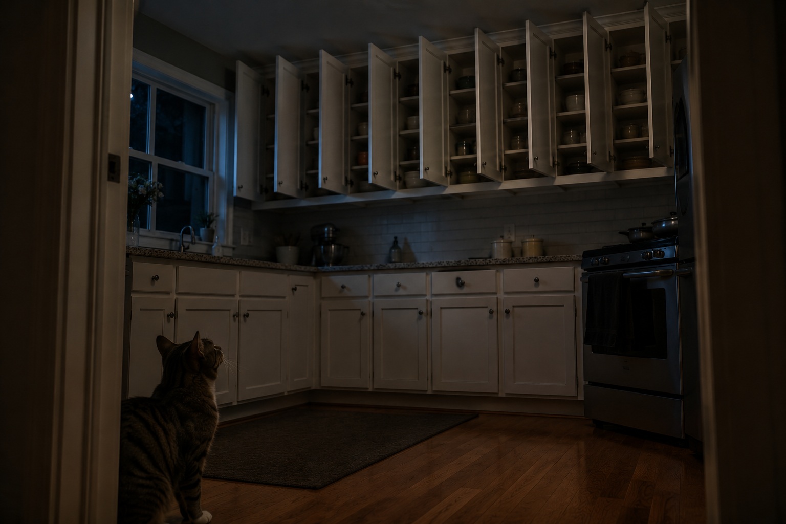 Editorial recreation of the Why Do Kitchen Cabinets Open In Perfect Rows At 3 A.M.? story, image 3.