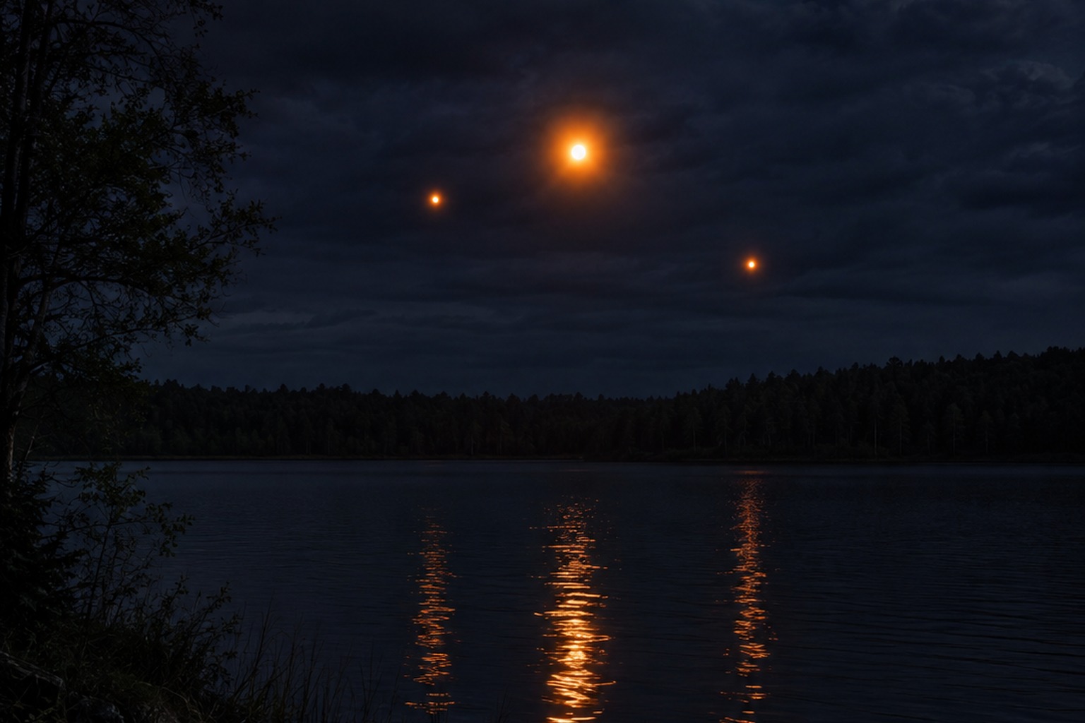 Editorial recreation for Why Do Orange Orbs Split Into Smaller Lights Over Water?, image 1.