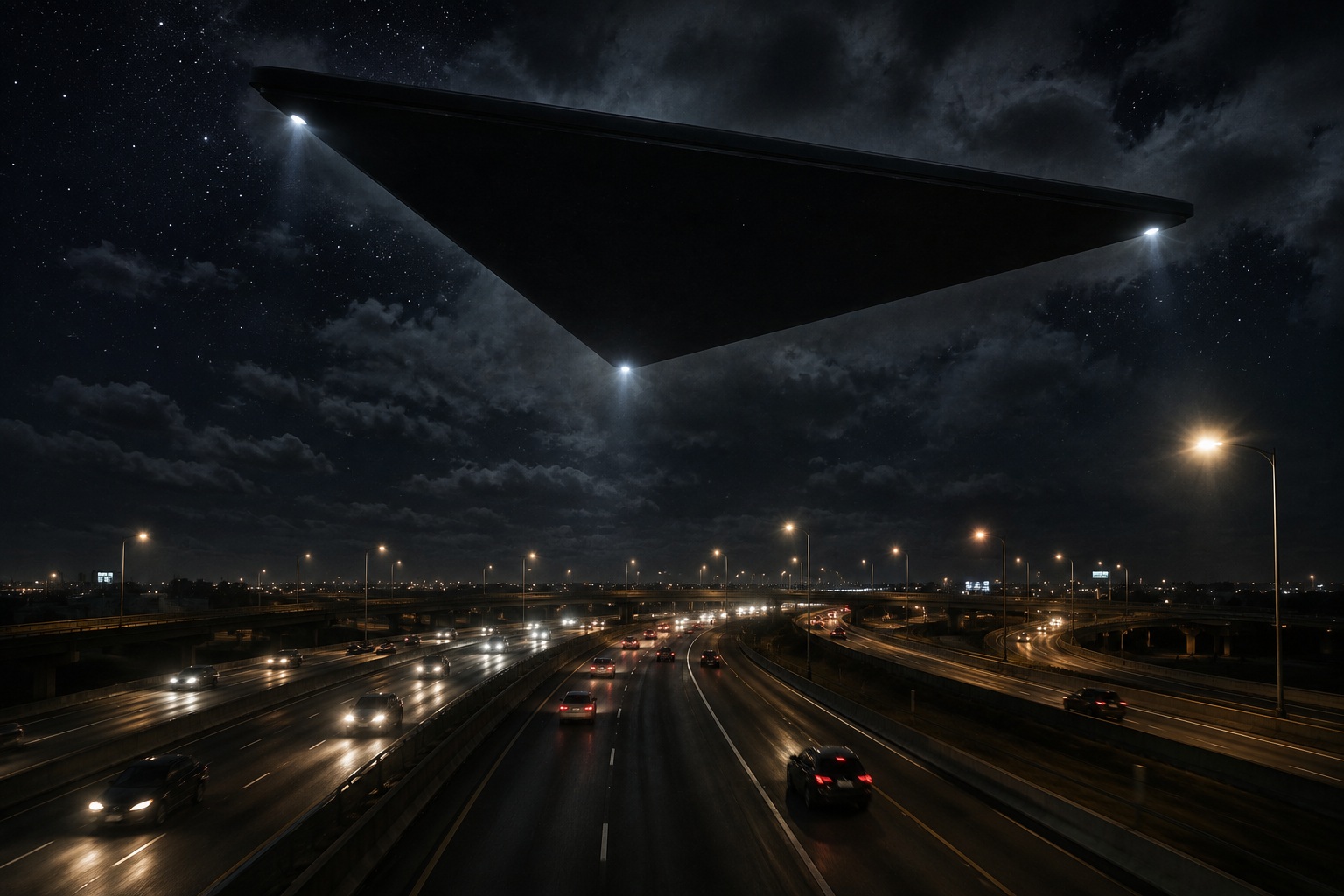 Editorial recreation for Why Do People Report Black Triangle UFOs Over Highways?, image 3.