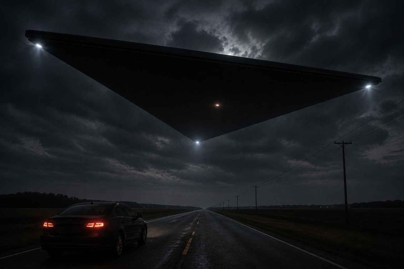 Editorial recreation for Why Do People Report Black Triangle UFOs Over Highways?, image 4.