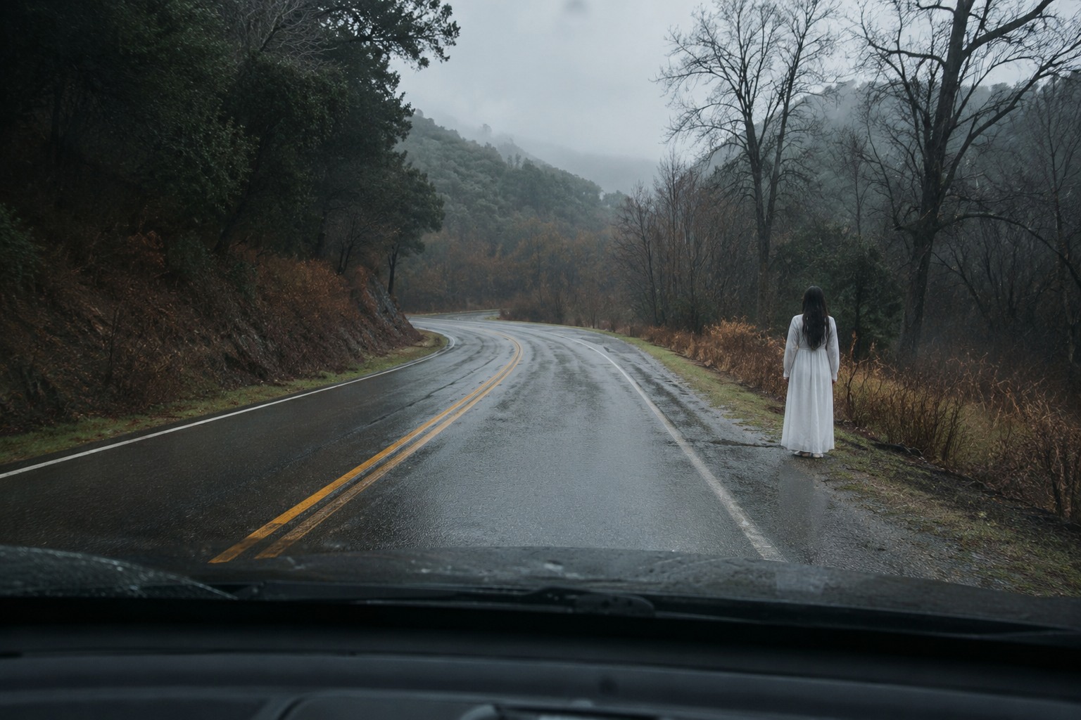 Editorial recreation for Why Do People See A Woman In White Beside Roads?, image 1.
