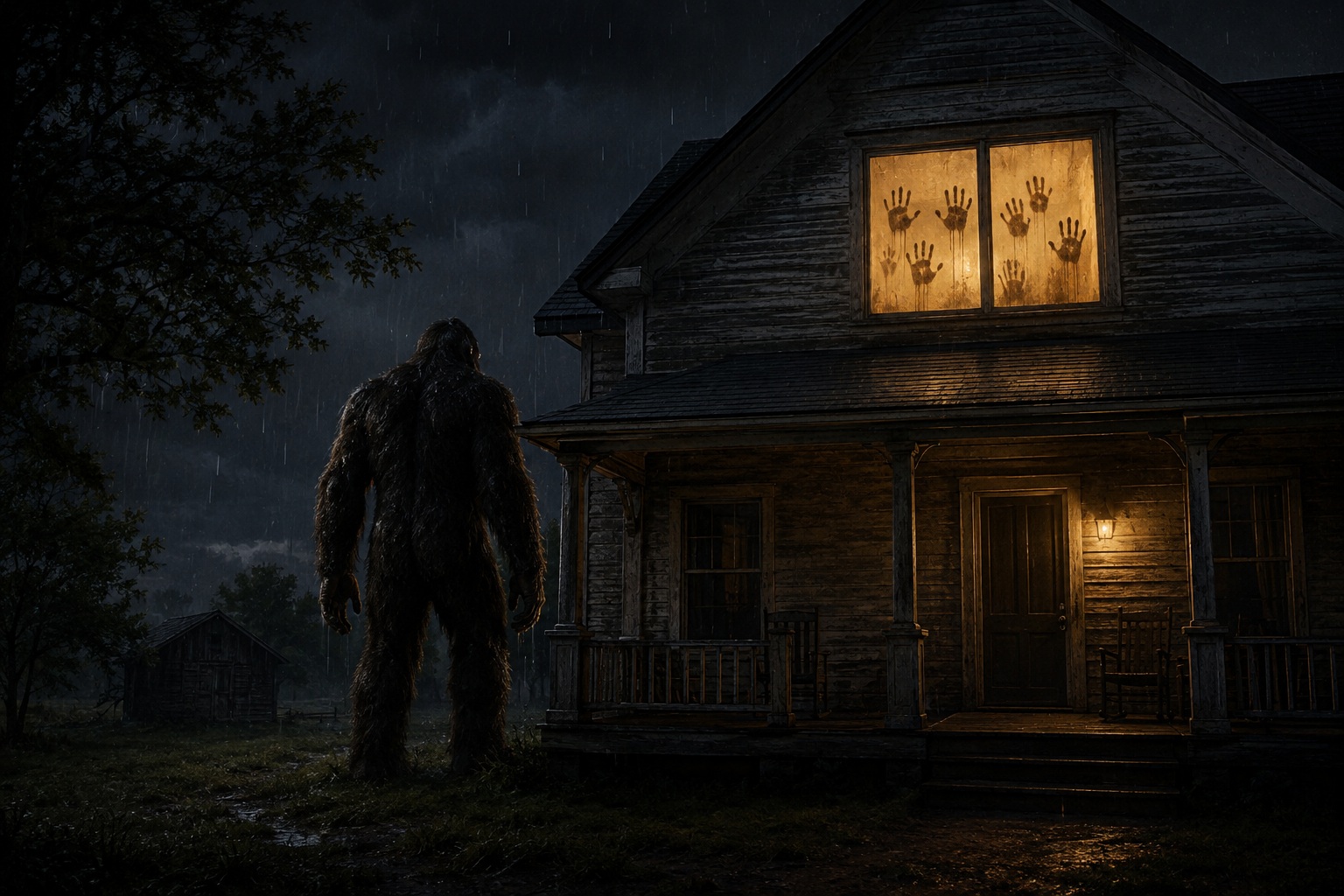 Editorial recreation of the Why Do Second-Story Windows Get Muddy Handprints In Bigfoot Stories? story, image 1.