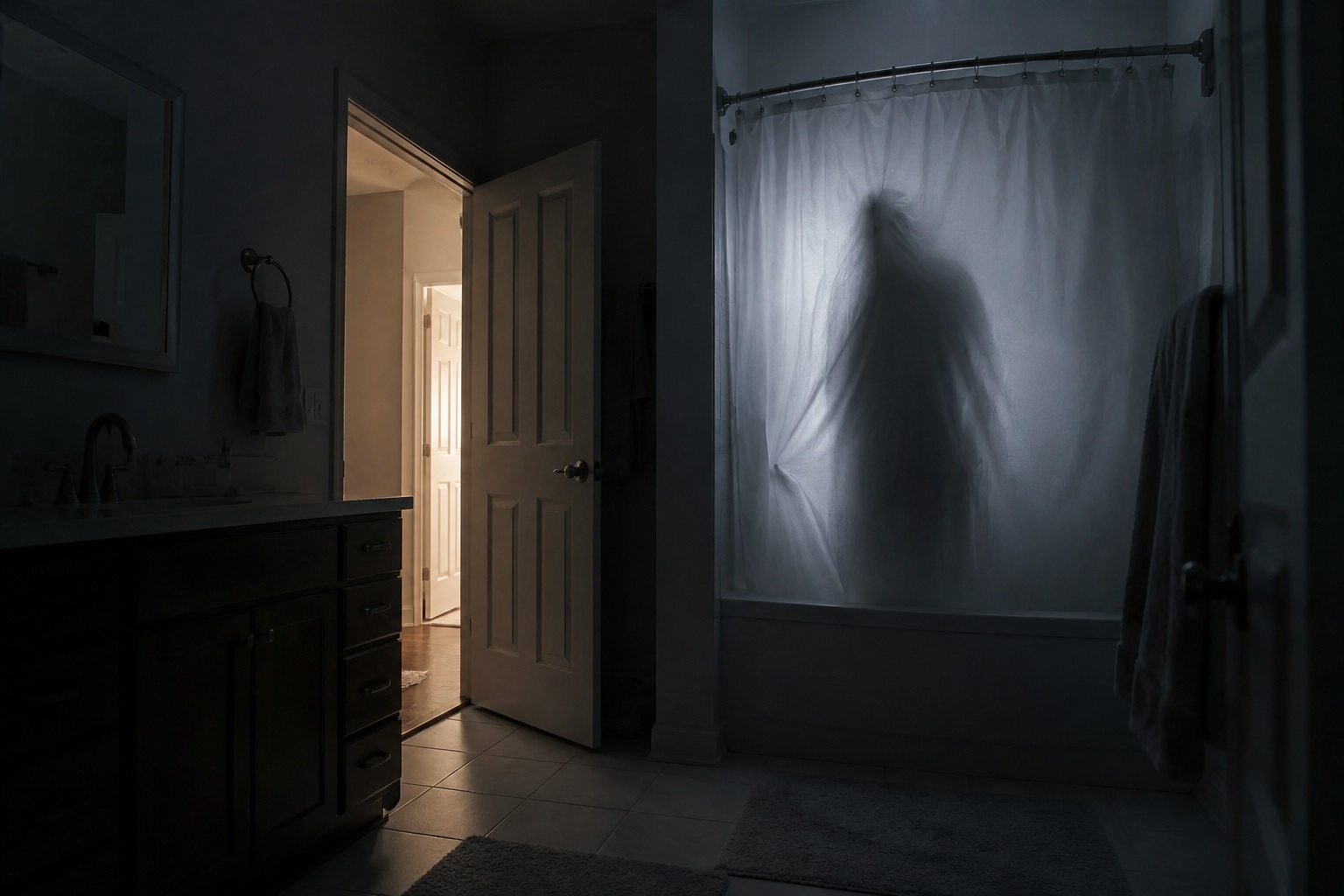 Editorial recreation of the Why Do Shower Curtains Move When Bathroom Is Empty? story, image 1.