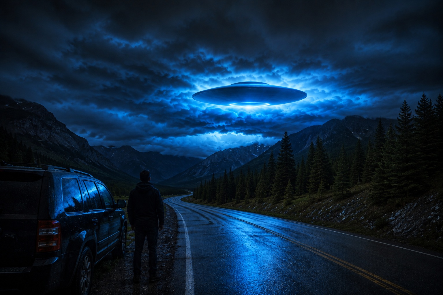 Editorial recreation of the Why Do UFO Witnesses See Blue Lights Under Low Clouds? story, image 3.