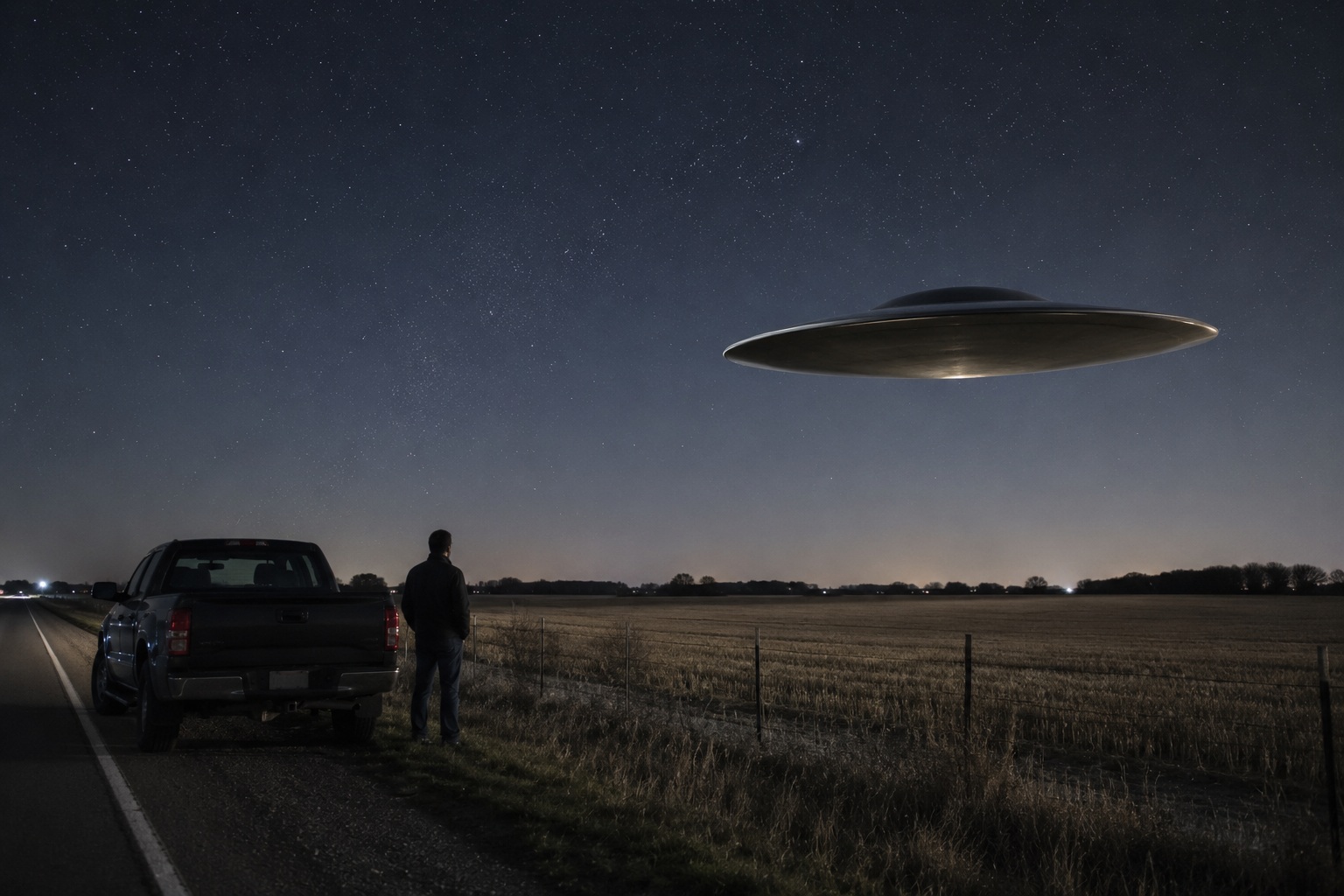 Editorial recreation of the Why Do UFO Witnesses See Lights Following Their Cars? story, image 1.