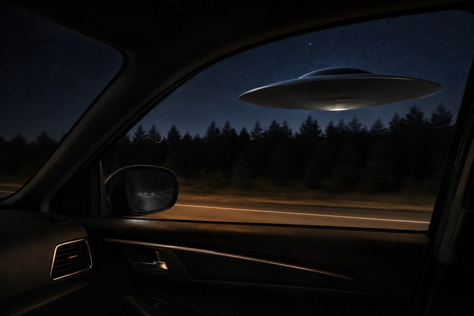 Editorial recreation of the Why Do UFO Witnesses See Lights Following Their Cars? story, image 2.