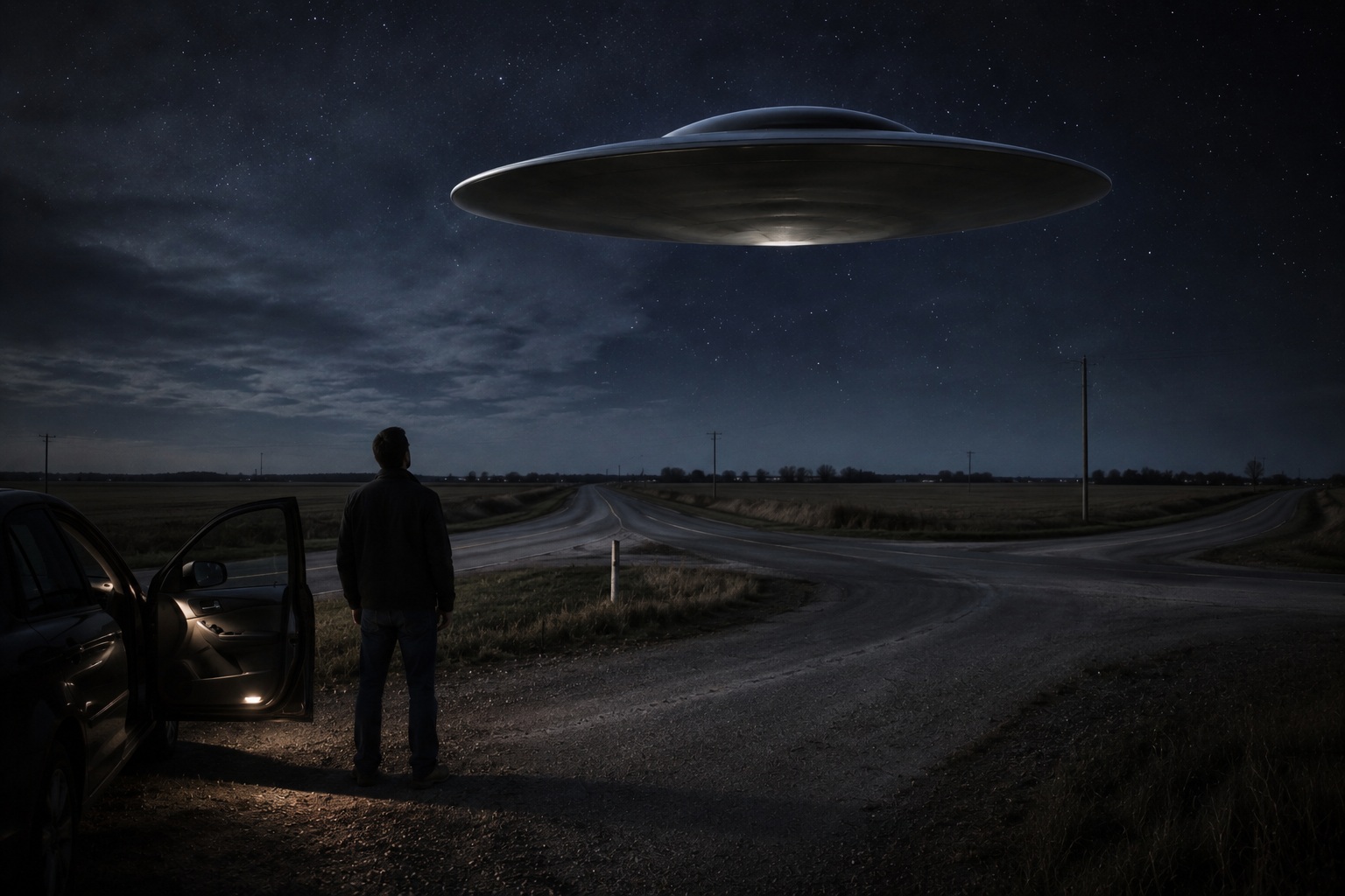 Editorial recreation of the Why Do UFO Witnesses See Lights Following Their Cars? story, image 3.