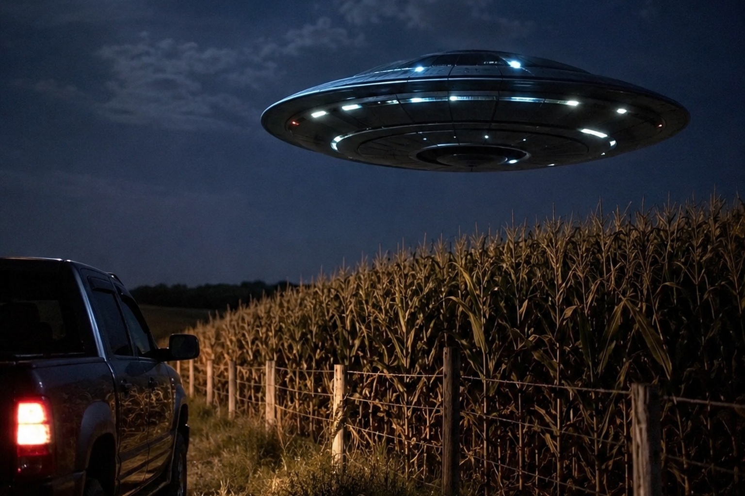 Editorial recreation of the Why Do UFO Witnesses See Silent Discs Above Cornfields? story, image 1.