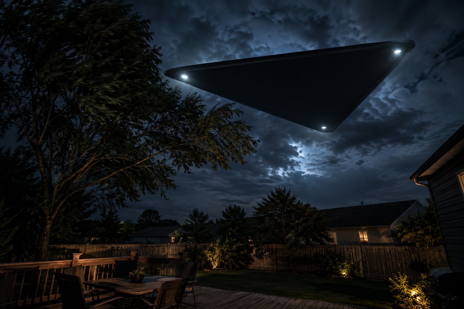 Editorial recreation for Why Do UFOs Look Like Silent Lights Over Neighborhoods?, image 2.